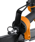 Close-up of the 1/4 inch NPT air connector on the Second Generation Compact Lightweight Pneumatic Framing Nailer With 21 Degree Magazine