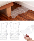 Two Pack Clear Acrylic Sofa Wall Spacers Keep Paint Fresh And Block Deep Scratches With Reusable Invisible Gap Push Backers That Lock Couches Tight To Walls For A Dope Home Setup, showing clear inserts under sofa legs.