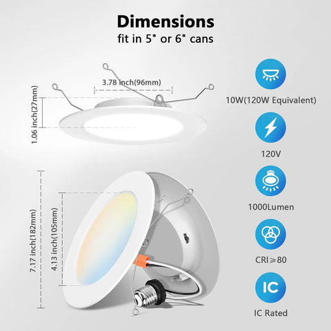 Top Shelf 6 Inch LED Recessed Ceiling Lights 6 Pack Featuring 5CCT Dimmable Downlights Slick White Trim Smooth Adjustments Quick Plug And Setup Perfect For Modern Interiors