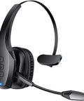 Trucker Bluetooth Headset With Dual Noise Canceling Microphone And Mute Button Features 55 Hour Battery Life For Truck Drivers And Cell Phones Crystal Clear Calls AI Noise Reduction For Busy Cab Environments black headset
