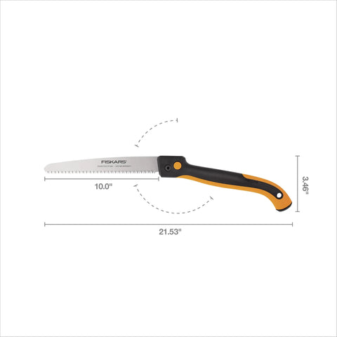Folding Hand Saw With Dual Position Locking Blade For Overhand And Undercuts 10 Inch Pruning Saw With Triple Ground Power Tooth Blade And Soft Grip Handle For Fast Clean Cuts On Thick Branches
