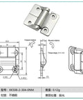 Sturdy Stainless Steel Constant Torque Gate Hinge 1 Piece For Small And Large Gates XK508-2-304-0NM with blueprint dimensions