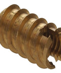Top Shelf Brass Wood Inserts, 3/8-16 Inch Thread, 15/32 Drill Size, showing a brass screw nut with slotted drive.