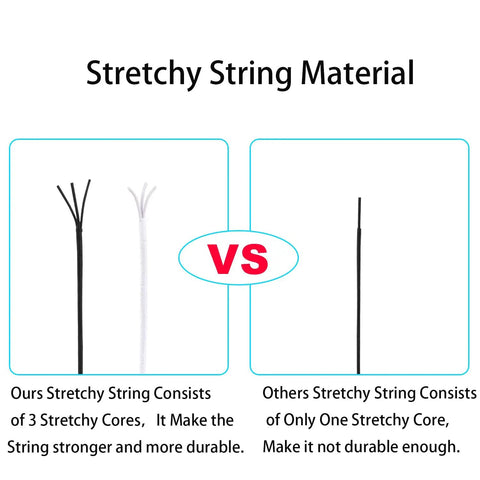 Comparison of Three Rolls Of 1mm Elastic Beading String Cord, 495 Feet Total with 3 core stretchy strings vs single core.