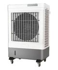 Don't Sweat The Heat With This Portable Evaporative Air Cooler Featuring Silent Swamp Cooling on wheels with a large fan.