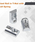 22 Pack One Quarter Inch 20 Threaded Steel Roll In T Nuts With Ball Spring For 10 Series Aluminum Extrusion Profiles T Slot Rails