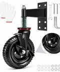 8 Inch Gate Wheel With Brake, Heavy Duty Gate Wheel Caster, 360 Degree Rotation, Spring Loaded, 600lb Capacity For Metal Tube Gates