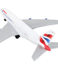 British Airways A380 Diecast Model Plane White Dope Collectible For Aviation Fans Realistic Details Great Display Piece For Desk Or Shelf Gift For Collectors viewed from rear angle