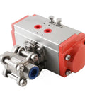 Half Inch Pneumatic Ball Valve Actuator In Stainless Steel Three Piece Double Acting With Air Return Automatic Control System