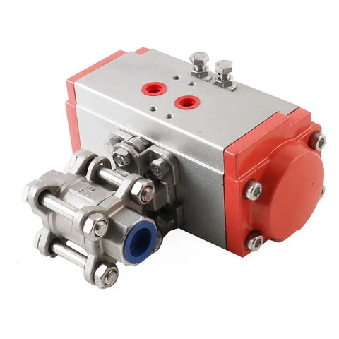 Half Inch Pneumatic Ball Valve Actuator In Stainless Steel Three Piece Double Acting With Air Return Automatic Control System