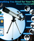 Beginner Kids Telescope Kit With 50mm Lens 100x Magnification Tripod Two Eyepieces And Finder Scope STEM Space Science Gift