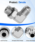 Heavy-Duty Hydraulic Elbow Adapter 3/8 JIC 37 Degree to 3/8 SAE ORB 90 Degree Male Threads JIC to ORB Converter Pro-Grade 2-Pack for SAE J514 J1926 Hydraulic Systems Ideal for High-Pressure Shop Farm and Industrial Rigs, 90-degree carbon steel fitting