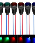 Six Pack Red Blue Green LED Indicator Pilot Lights 110V AC Panel Mount 10mm Hole Flame Retardant Plastic Shell A Real Workhorse For Industrial Equipment Electrical Panels Status Signaling Emergency Alerts And DIY Projects, front view