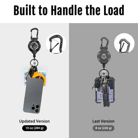 Comparison of Heavy Duty Retractable Keychain Set 2 Pack With 10 Oz Tension 31.5 Inch Stainless Cord 3K Carbon Fiber Reel