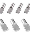 56 Pcs Heavy Duty Shelf Pegs And Cabinet Support Pins For Bookcases Dressers And Kitchen Storage Quick And Easy Install No Sweat Assembly Slick Two Size Setup Upgrades Your Home Organization Darn Solid Build six nickel-plated shelf pegs displayed from a top view.