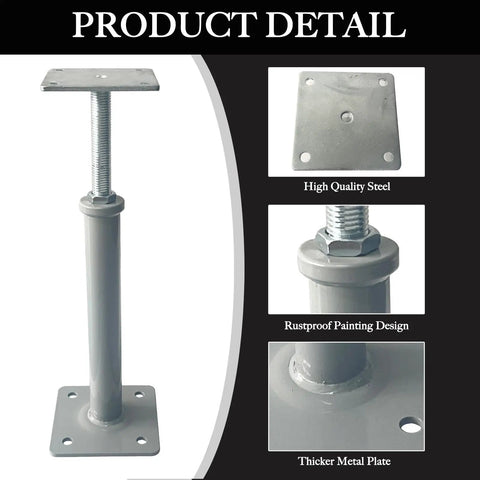 No Fuss 4 Pack Adjustable House Jacks Expanding 11.8 To 16 Inches With 8800 Lbs Per Unit feature details, steel construction and threaded adjustment.