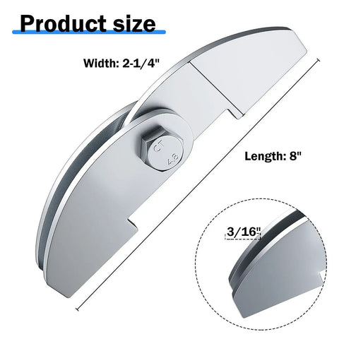 Heavy Duty BBQ Smoker Hinge Set For Weld On Steel Doors Two Pack Eight By Two And A Quarter Inch Hinge Fits Three Sixteenths Inch Plate Removable Pin Design For Smoker Lid Firebox And Grill Doors Silver Finish, showing dimensions and silver finish.