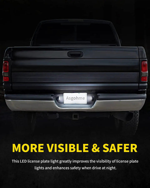 Bright LED License Plate Lights For Dodge Ram Pickup 1994-2001 rear view with illuminated tag light