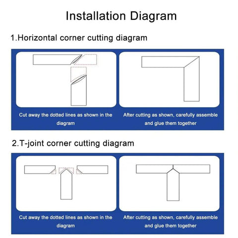 Installation diagram for Heavy Duty 304 Stainless Steel Cable Trunking Self Adhesive Cord Cover with cutting details.