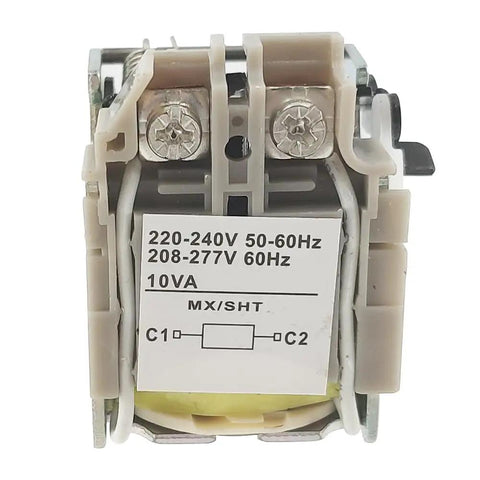 Shunt Trip Accessory For PowerPacT H J L Circuit Breaker Systems, 208V To 277V Operation, MX 220-240V Coil, gray white yellow