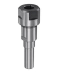 Beefy Heavy Duty Router Collet Extension Rod Converter One Half Inch To One Half Shank Adapter For Extended Cut Reach And Smooth Depth Adjustments Black Oxide Finish with hexagonal head and steel shaft.