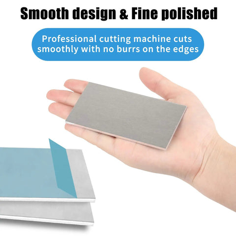 Hand holding a plate from Aluminum Welding Practice Kit 25 Pcs One Eighth Inch Thick 2 by 4 Inch Welding Coupons