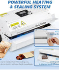 Premium Automatic Plastic Bag Heat Sealer Machine With Continuous Band Technology For Fast Food Packaging And Home Made Goods At High Speed with sealing feature.