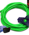 Heavy Duty 10 Gauge Extension Cord 50 Feet Indoor Outdoor With Three Outlets And Lighted Ends Triple Tap Power Cord For Big Tools Appliances And Outdoor Gear 1875 Watt Green