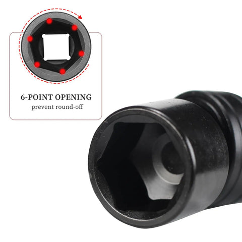 Half Inch Drive 18mm Metric Shallow Universal Swivel Impact Socket 6 Point CR MO Chrome Moly For Heavy Duty Auto Tools Built Tough Premium Impact Grade Chrome Finish With 360 Degree Flexible Reach, 6-point opening