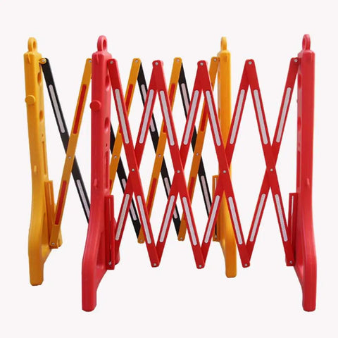 Rock Solid Heavy Duty Expandable Traffic Barricade FoldAway Water Filled Road Gate Retractable Polyethylene Crowd Control Fence With Reflective Strips For Outdoor Perimeter Security