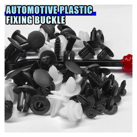 100 Piece Car Bumper Clip Kit With 6 Size Push Pin Fasteners And Remover Tool, plastic auto body trim rivets in black and white