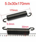 Heavy Gauge Extension Tension Springs With Secure Hook Ends Deliver Rock Solid Shock Absorption, 5mm wire and 30mm diameter.