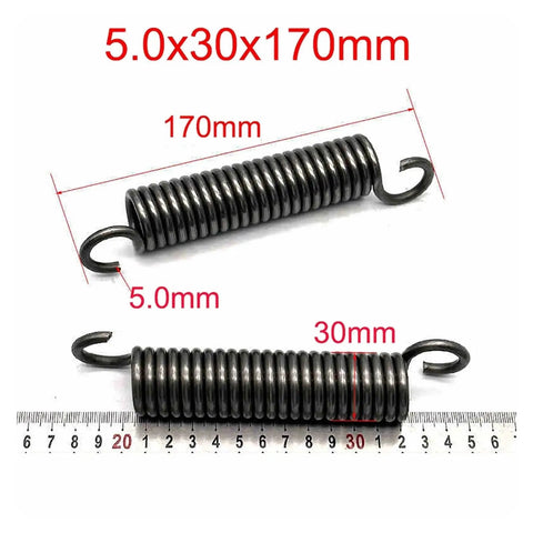 Heavy Gauge Extension Tension Springs With Secure Hook Ends Deliver Rock Solid Shock Absorption, 5mm wire and 30mm diameter.