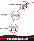Diagram of Beefy Heavy Duty Drive Chain For Coleman KT196 CK196 Go Kart, showing quality, durability, easy installation features.