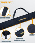 Pro Grade Dual 55 Inch Track Saw Guide Rail Kit Featuring Dead Nuts Straight Aluminum Profile And Heavy Duty Canvas Bag For Knocking Out Flawless Precision Cuts Every Single Time, showing ergonomic handle and water-resistant features.