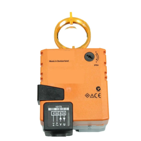 Heavy Duty Electric Damper Actuator LMC24A Series orange motor with wiring connectors and IP54 rating for ventilation control.