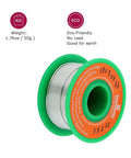 1.5mm Lead Free Rosin Flux Core Solder Wire 0.06 Inch Diameter 50g spool with eco-friendly label and weight details