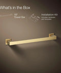Honesty 18 Inch Towel Bar In Vibrant Brushed Moderne Brass, Modern Bath Hardware With Solid Metal Construction, Includes All Mounting Hardware