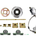 32 Inch Rear Axle Kit With Brake Assembly And Sprocket Hub Replacement For Go Karts ATVs Quad Bikes And Drift Trikes, laid out parts