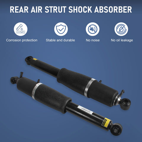 Pair of rear air strut shock absorbers for 2002 to 2014 Cadillac Escalade, Chevy Avalanche, Suburban, Tahoe, GMC Yukon