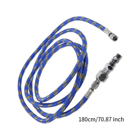 Badass Braided Air Hose Adapter Connector Fitting Fits Spray Gun Tool Kit Flexible PE Material Extension Link 1 8 Meters Length For Air Compressor System Totally Tough Build For Contractors Or Diy Guys Want Pro Flow No Leaks While Painting Walls blue braided hose 180cm