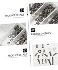 Assorted screws and washers from Glasses Repair Kit With Tweezers Screwdriver Cleaning Cloth And Thousands Of Eyewear Screws.