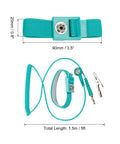 ESD Anti Static Wrist Strap 5ft PU Adjustable Antistatic Bracelet Set with dimensions and coiled grounding cable