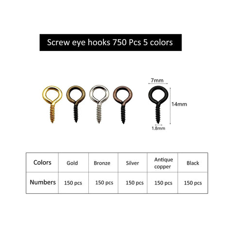 Sweet Gear Mini Screw Eye Hooks Rolling As A Hella Thick 750 Piece Multicolor Stash 5 colors of screw hooks, 14x7mm each.