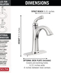 Geist Chrome One Hole Bathroom Faucet For Vanity, Easy Install Sink Tap with dimensions and installation details shown
