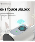 Adjustable Cylinder Smart Lock Hits Different With BLE Fingerprint And IC Card Access; close-up of fingerprint sensor and control panel.