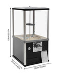 Kickass Heavy Duty Coin Vending Machine For Big Capsules, Built Like A Tank With 800 Coin Capacity, Installation Free Stand Alone Design, Crystal Clear Display Window, showcasing dimensions and design.