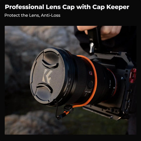 52mm UV Protection Filter With 18 Layer Multi Coatings Ultra Slim Design on camera lens with cap and cap keeper outdoors