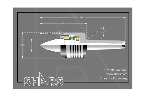 Diagram of 3MT Long Nose Live Center For Lathe CNC With Triple Bearing 60 Degree Point High Precision 0.0002 TIR specifications
