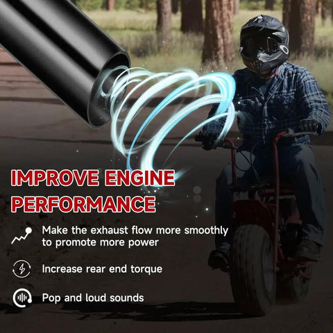 Beast Mini Bike Exhaust Pipe Kit Direct Fit For Predator SixPointFiveHP GX160 GX200 212cc 224cc 196cc Black with rider